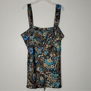 Vintage y2k self esteem paisley print satin tie back babydoll preppy going out